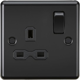 Knightsbridge 13A 1G DP Switched Socket - Matt Black