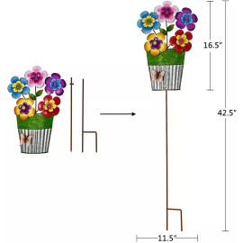 ATT Flower Pot Garden Stake Decorative Flower Yard Stake For Outdoor Garden Decor