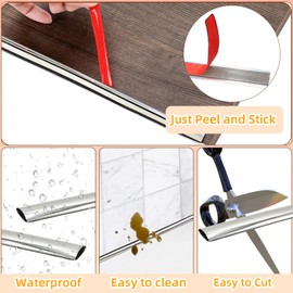 Silver Peel and Stick Trim for Backsplash Tile Edge, Faoaatin 10Ft Premium Flexible Trim Caulk Strip for Wall Tile Edges, Kitchen backsplash, Mirrior Frame