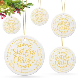 Syhood 5 Pcs Gifts for Christmas Christian Friend Sister Christmas Sisters in Christ Ceramic Ornaments Gifts Friendship Christmas Ornament Faith Based Gifts Christian Gifts for Church Women
