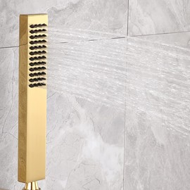 Asyas Square Solid Brass Hand Held Shower Head (Gold)