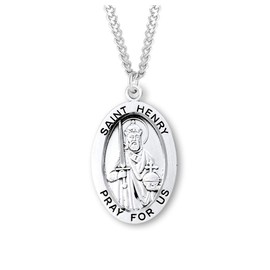 Extel St. Henry Sterling Silver Medal Necklace, Catholic Jewelry Made in USA
