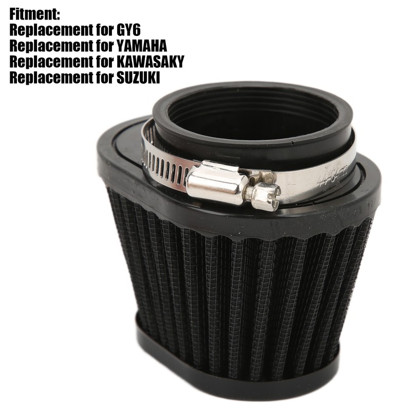 51mm/2in Motorcycle Air Filter ClampOn Dustproof Rubber Black Replacement for
