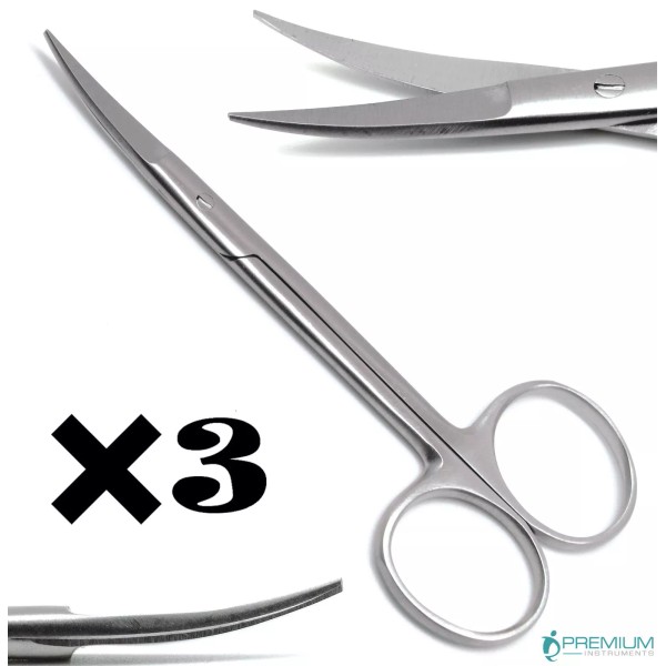 PREMIUM INSTRUMENTS 3× Iris Scissors Curved 4.5" Surgical Dental Veterinary