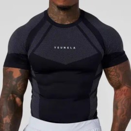Camiseta Youngla Para Hombre, Deportiva, Musculatura, Fitnes