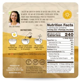 Wild Zora Instant Grain-Free Hot Cereal - Breakfast Cereals, Instant Hot Packets, Sugar, Grain, Dairy, Soy & Gluten Free, Morning Foods - Banana Bread with Bananas, Almonds & Cacao Nibs, 5-Pack, 50g