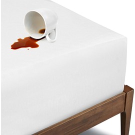 Bioweaves Organic Cotton Jersey Waterproof Crib Mattress Protector | 28" x 52" | GOTS Certified Mattress Cover with Jersey Cotton Skirt, Breathable & Noiseless Top Layer - 9 Inch Deep Pocket, White