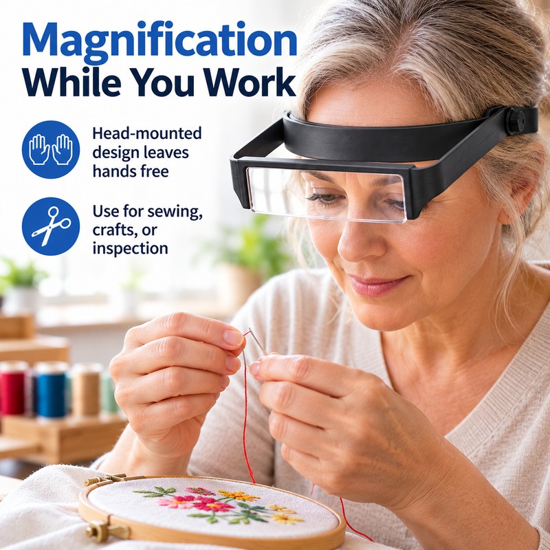 Headband Glass with Interchangeable Lenses for Sewing & Crafts -