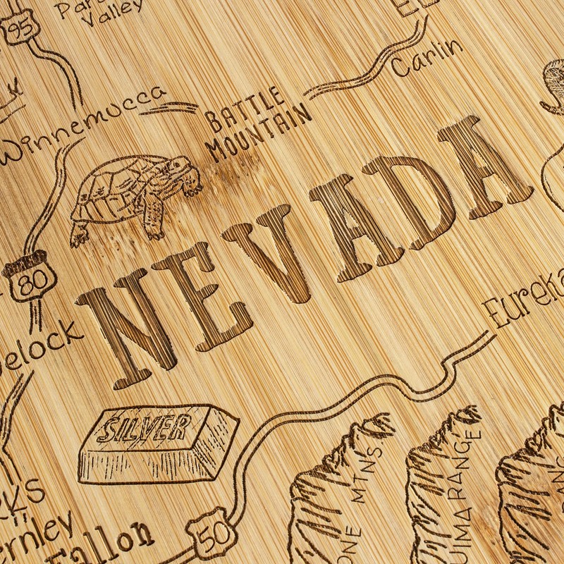 Totally Bamboo Destination Nevada State Shaped Serving and Cutting Board,