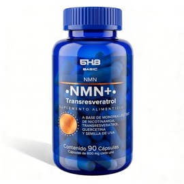 NMN + Transresveratrol - Fórmula Antioxidante 5H8 NUTRITION | NMN 300 mg, Transresveratrol 180 mg, Quercetina 40 mg, Semilla de Uva 40 mg, 90 Cápsulas