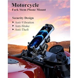 BRCOVAN Soporte antirrobo para teléfono de horquilla de motocicleta con amortiguador de vibraciones y bloqueo seguro de alta velocidad, resistente, tamaño ajustable, compatible con teléfono grande