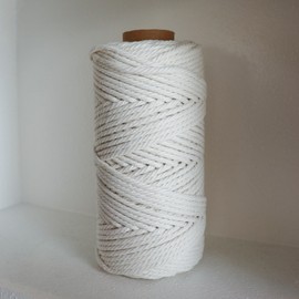 Macrame Cord, 4mm x 109Yards,Colorful Cotton Cord,Cotton Rope for Wall Hanging & Boho Decorations, Plant Hangers,Crafts Cord for DIY,Knitting,Yarn,Beige White