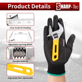 Sharp-tec 5 inch Adjustable Spanner, 30mm Wide Jaw Opening Adjustable Wrench, 125mm Plumbing Tools Set for Plumbers