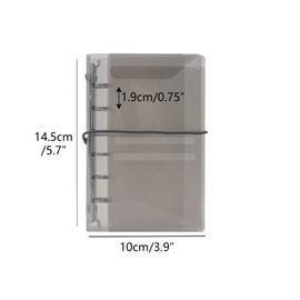 NatSumeBasics A7 Binder Threefold Budget Binders Grid PP Planner Cover 6 Ring Clear Notebook Shell for Cash Envelopes Photo Album (Grey, A7 Binder)