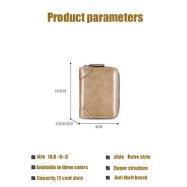 Card Holder, Small Accordion Stainless Steel Zipper Card Case Holder Card Organizer Case for Women Men (Light Yellow)