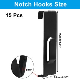Biaungdo 15 Pcs Black Notch Display Hooks, Gridwall Hooks Hangers, Metal Wire Grid Wall Picture Hook, Utility Gridwall Picture Hanging Hooks Accessories for Grid Panel Displays Office Home