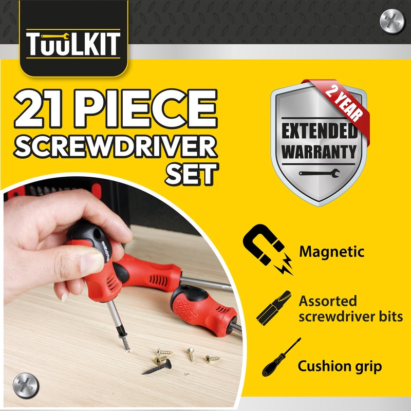 21 Piece Screwdriver Set | Magnetic Screwdrivers with Stand |
