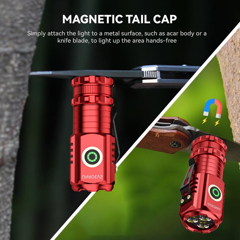 UNROEVS XC01 2550 lumens Mini Flashlight Rechargeable, Super Bright Magnetic