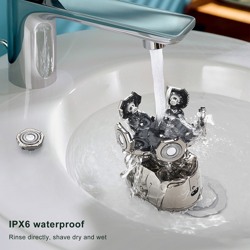 6 in 1 IPX6 Waterproof Electric Head Hair Shaver Automatic