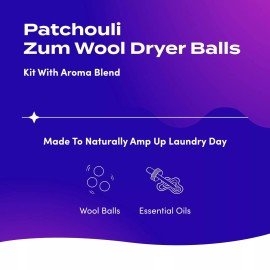 Zum Essential Oil Wool Laundry Balls Pack of 3 Scented Dryer Balls Natural Freshness