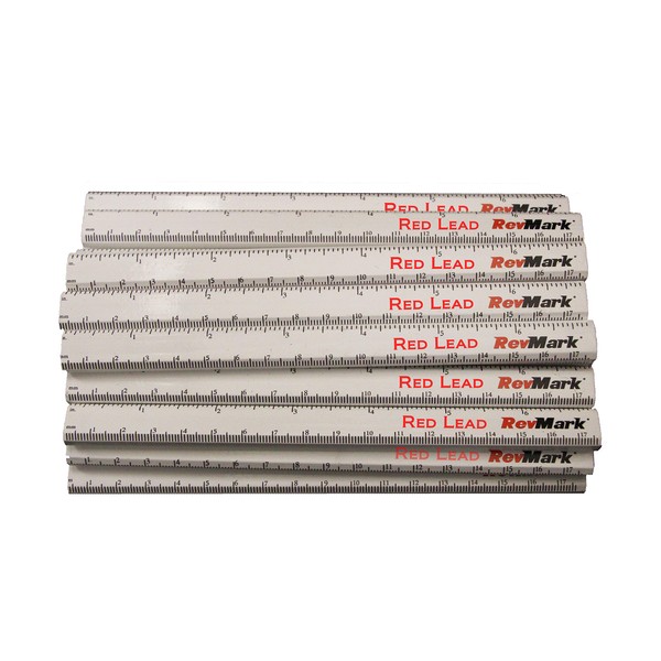 RevMark Carpenter Pencil 24 Pack White with Red Lead and Printed Ruler, Made in The USA. Quality Cedar Wood for Carpenters, Construction Workers, Woodworkers, Framers. Medium Lead Bulk Lumber Pencils