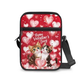 AZULCUSTO Small Messenger Bag, Cat Portable Wallet Purse Cell Phone Bags Front & Back Pockets Shoulder Bag for Women