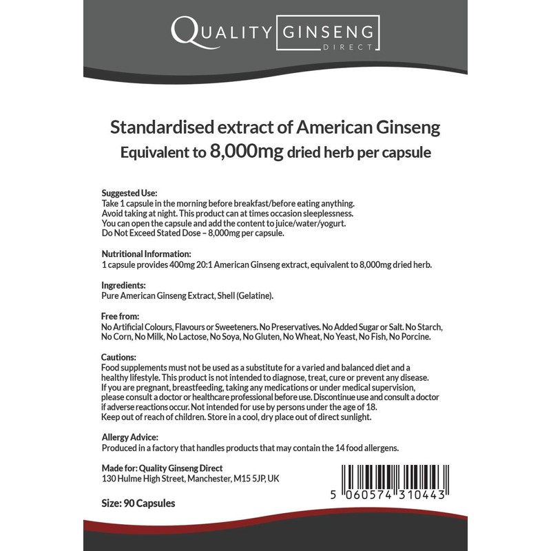 American Ginseng - 8,000mg Capsules - Powerful Formula (90)