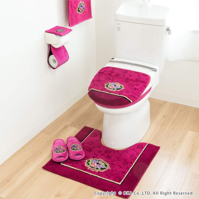 OKA Toilet Seat Cover, Pink, For Washing Heating Only, Chenille