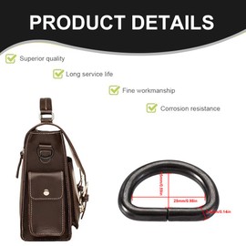 Butyeak Metal D-Ring, Half Rings D, Half Round D-Ring, Pack of 30 25 mm Stainless Steel D-Ring for Collars, Carabiners, Straps, Backpacks and DIY Accessories, Black (25mm)