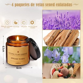 Velas Aromaticas 4 Latas，vel aromaterapi，Cera de Soja 100% Pura，regalos para mujer，Adecuado para Yoga, Meditación, Navidad, Cumpleaños, San Valentín, Regalos de Aniversario