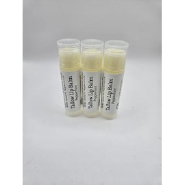 Tallow Lip Balm (3 Pack) (Peppermint) Handmade Grass Fed Beef Tallow Balm with Nourishing Oils