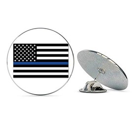 NYC Jewelers Support Police American Flag Thin Blue Line Metal 0.75" Lapel Hat Pin Tie Tack Pinback