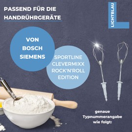 Lichtblau Whisk Set of 2 00653471 for Bosch Siemens Sportline Hand Mixx Rock'n'Roll Edition Hand Mixers I Replacement Whisk 653471 for MFQ3010 MFQ3030 MFQ3520 I Whisk