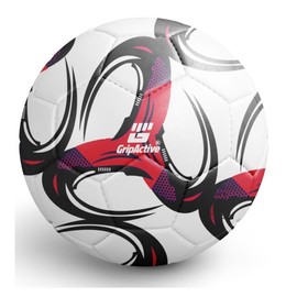 Grip Active Football Training Ball - Deflated Ball for Indoor/Outdoor Sports - Durable and High Performance Soccer Ball for Men and Women (3, Red/Navy/Black)