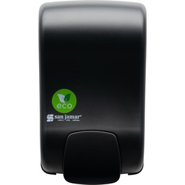 San Jamar ecoLogic Rely Manual Dispenser for Foaming Soap and Sanitizer, Ideal for High Traffic, Made with Recycled Plastic, 900mL, Black