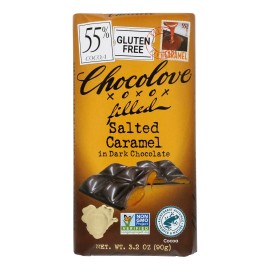 UD_Chocolove Xoxox-10-Pack Case of 3.2 Oz Dark Bittersweet Chocolate Bar Solid Pastey Form with Salted Caramel Flavor