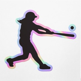 Holographic Decal Stickers of Softball Batter Girl Premium Waterproof Vinyl Decal Stickers for Laptop Phone Accessory Helmet Car Window Mug Tuber Cup Door Wall Decoration ANDVER3072932HO
