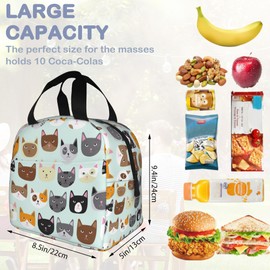 Insulated Lunch Bag, Cute Cat Head Lunch Box for School Student Kids Boys Girls,Leakproof Small Lunch Tote for Adult Men Women,Reusable Lunch Cooler Tote Bag for Office Work Picnic