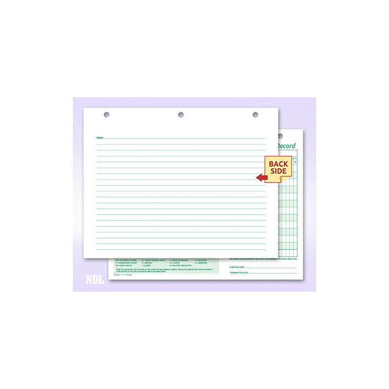 NextDayLabels - Employee Daily Attendance History Records, Letter Size Cards