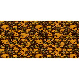 Ambesonne Floral Pencil Pen Holder, Rhythmic Eastern Style Motif Vivid Folk Art Illustration Print, Ceramic Pencil Holder for Desk Office Accessory, 3.6" X 3.2", Black Orange