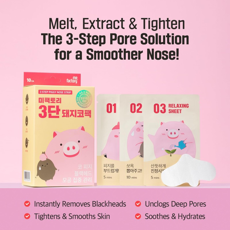 Mefactory 3-Step Blackhead Remover Nose Strips | Korean Pore Strips