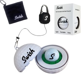 Tharos Distribution Swish Portable Golf Ball Cleaner – Clip-On Golf Accessory for Bag or Cart – Perfect Golf Gift