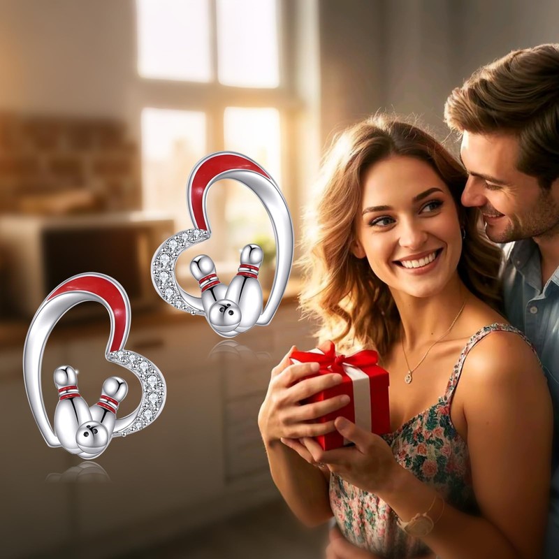 Bowling Earrings S925 Sterling Silver Bowling Stud Earrings for Women