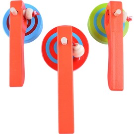 Kisangel 3pcs Wooden Top Toy Retro Gyroscope Peg- with Handle and String Wire for Kindergarten Preschool Toys,Random Color
