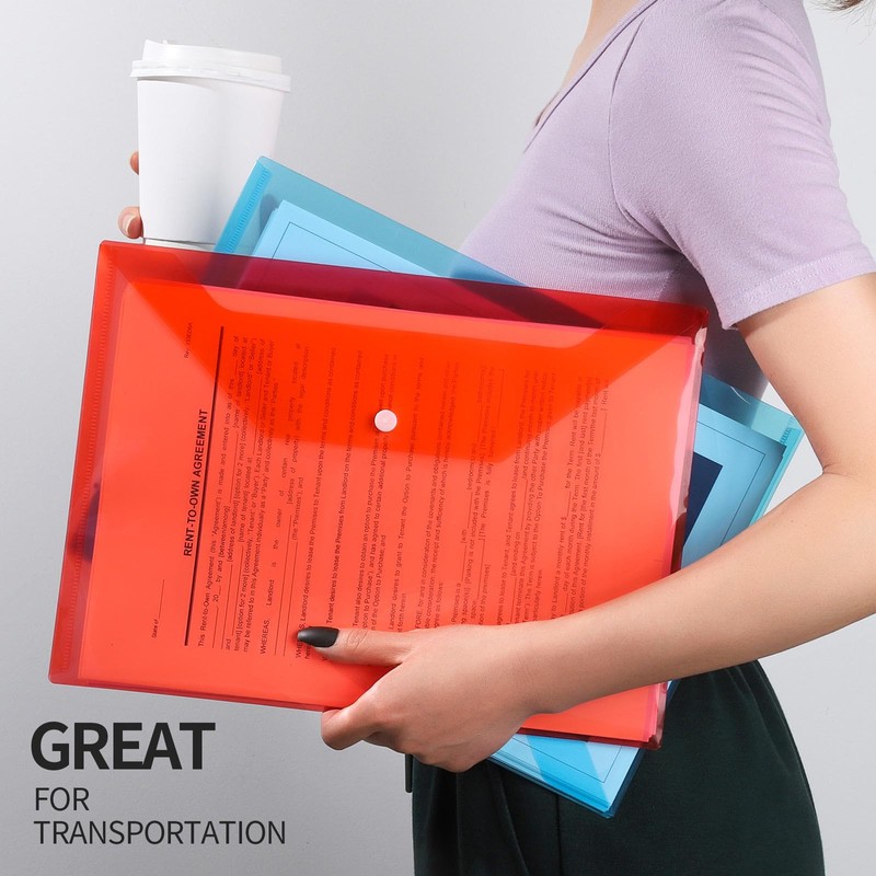 LEOBRO Plastic File Folders for Documents, 4 PCS File Folders,