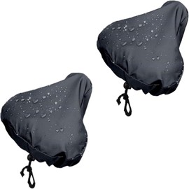 2pcs Waterproof Bike Seat Cover, Sun & Dust Protector with Drawstring, Cushion Cover Fit for Most Bicycles (Black)