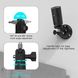 HOLACA Camera Wall Mount Stand for Ring Indoor Cam(2nd Gen), Pan-Tilt Indoor Cam Mount,360 Degree Adjustable Mounting Bracket(Black)