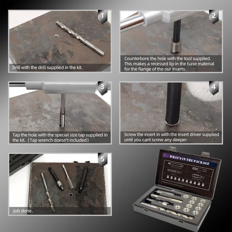 SENNMONN M12X1.5 Thread Repair Kit with Insert HSS Drill, Tap,