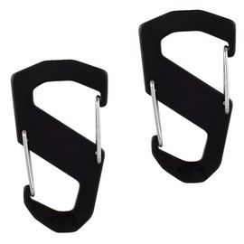 LONGHAO 2 x S-type carabiner hooks, S-shaped carabiner hooks, large S carabiner hooks, S-clip, metal double carabiner, for camping, fishing, hiking or travelling (black)