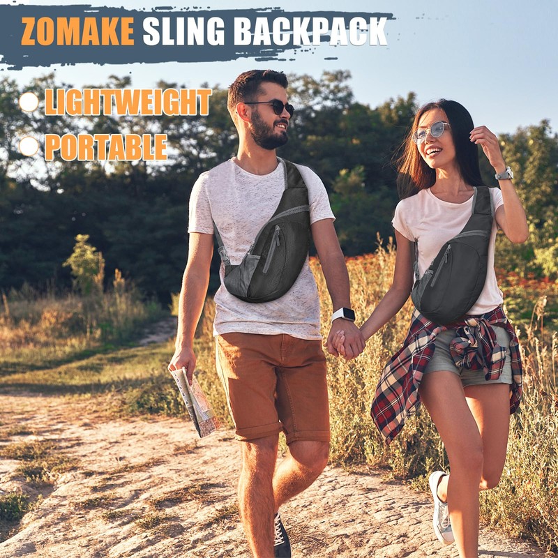 ZOMAKE Sling Backpack 10L - Small Crossbody Backpacks Waterproof Sling